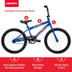 Huffy Rock It 20′′ Kids Bicycle, Royal Blue, Ages 5+, Single-Speed, Training Wheels