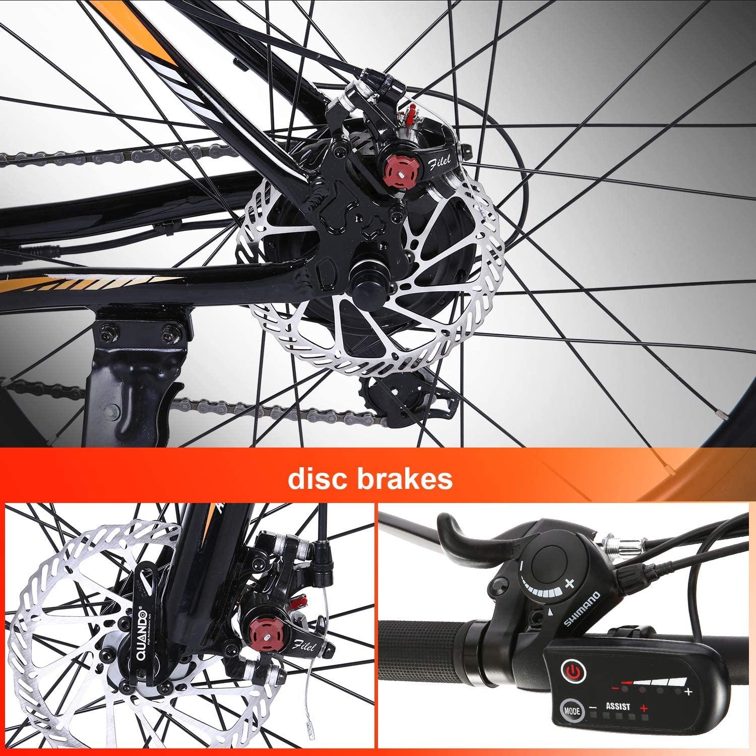 ANCHEER Electric Bike Electric Mountain Bike 350W Ebike 26” Electric Bicycle, 20MPH Adults Ebike with Removable 7.8/10.4Ah Battery, Professional 21 Speed Gears