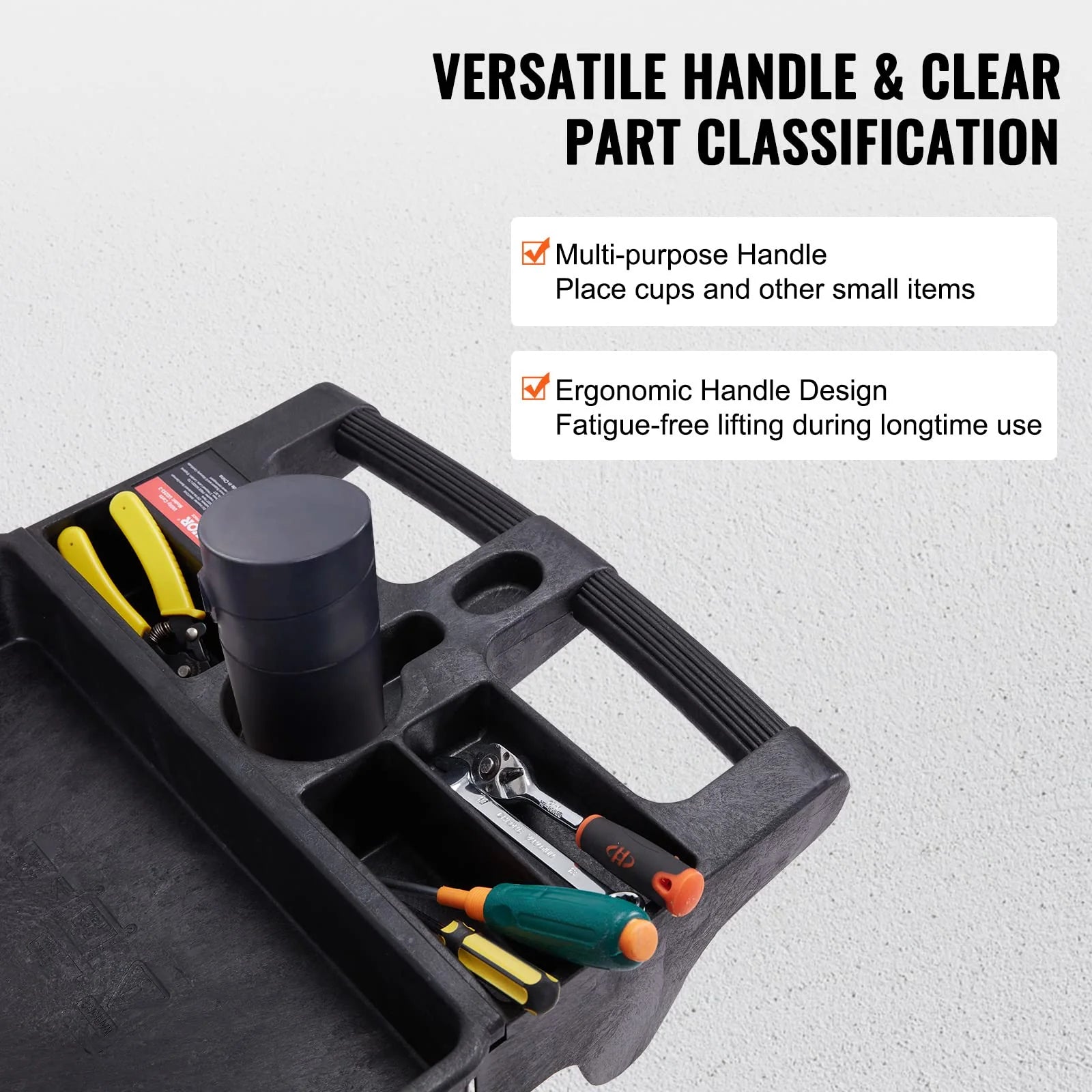 VEVOR 3 Shelf 550LBS Heavy Duty Plastic Rolling Utility Cart