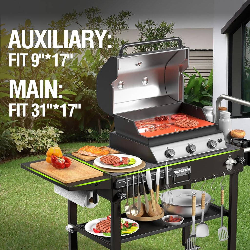 Blackstone Ninja Portable Grill Cart – Folding BBQ Table with Wheels, Durable Outdoor Cooking Station