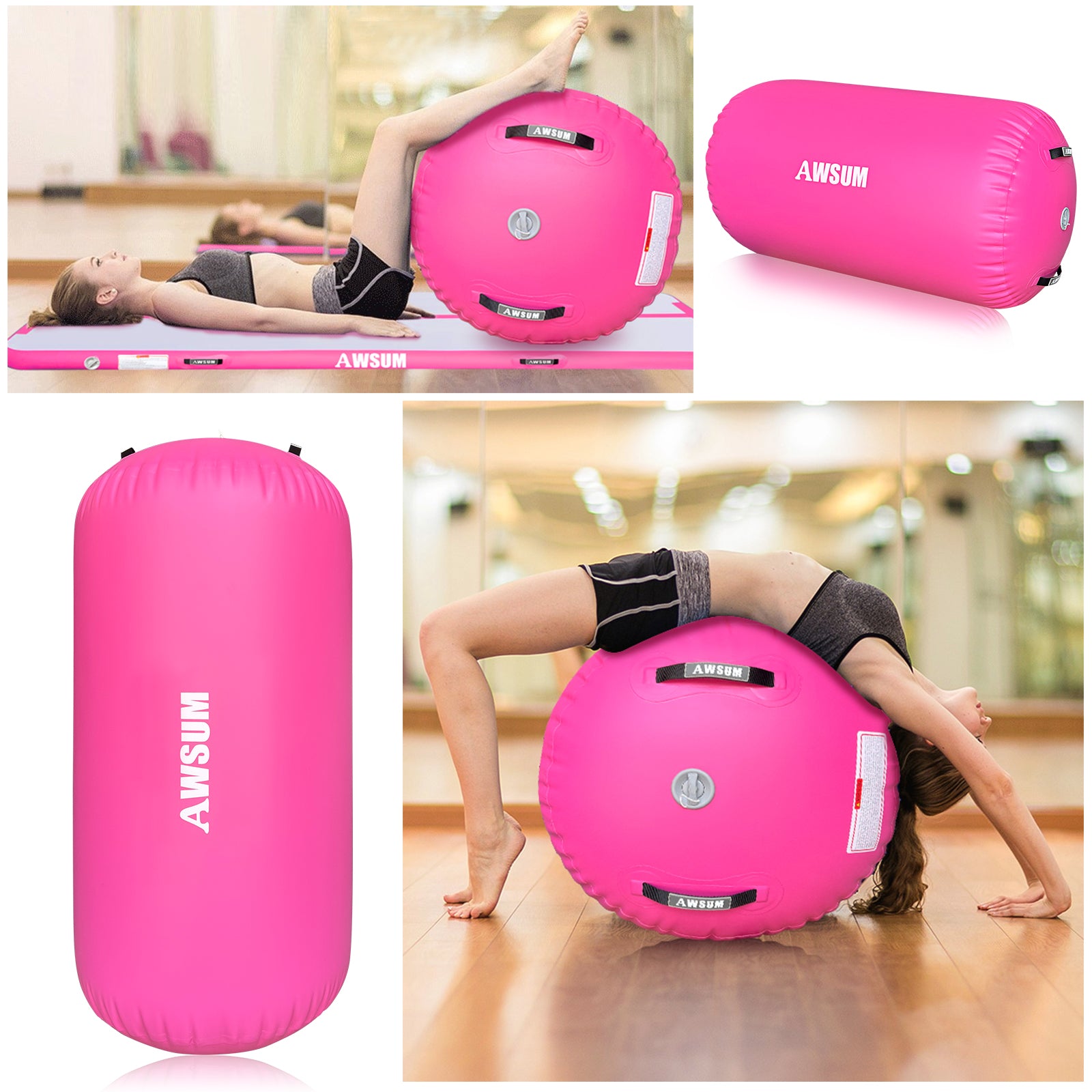 AWSUM Inflatable Air Gymnastics Mat – 10/13/16 ft, 4′′ Thick Tumble Track with Electric Pump for Home/Gym Use