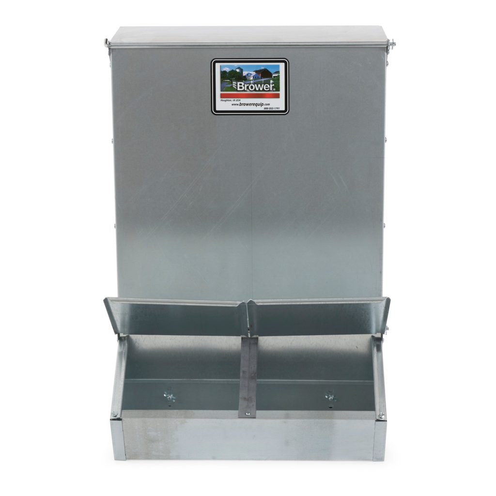 Brower 2 Door Hog Supplement Feeder, 3.7 Bushels, Weather-Resistant, Alloy Steel, Feeds 8 Hogs