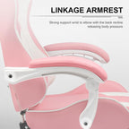 GTPLAYER Gaming Chair, Computer Chair with Footrest and Lumbar Support, Height Adjustable Game Chair with 360  -Swivel Seat and Headrest and for Office or Gaming (White)