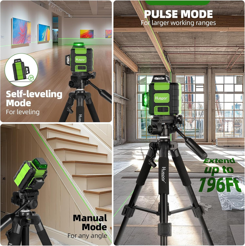 Huepar 360 Self Leveling Rechargeable Lazer Level with Tripod