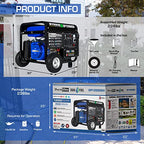 DuroMax XP12000EH Dual Fuel Generator – 12,000W Gas/Propane, 457cc 4-Stroke Engine, EPA/CARB Compliant
