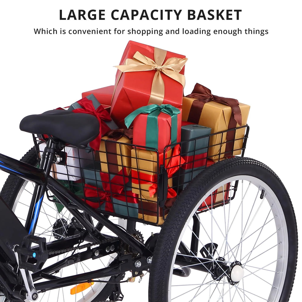 Garvee 3 Wheel Electric Bicycle for Men Women, 350W Motor Electric Tricycle for Adults, 26" Fat Tire Motorized Bicycle w/ 36V 10Ah Removable Battery, 7 Speed Electric Trike up to 50+ Miles, 3 Modes