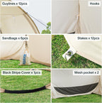 Alvantor Screen House Gazebo, 6-10-15 Person Pop Up Igloo Screened Canopy Tent with Mosquito Netting Sides, Instant UV Resistant Sun Shelter for Garden, Patio, Backyard