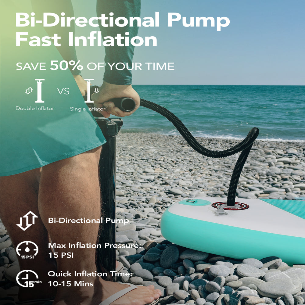 Marnur Inflatable Paddle Board SUP, 10′ x 30′′ x 6′′, PVC, 330 lbs Capacity, with Accessories