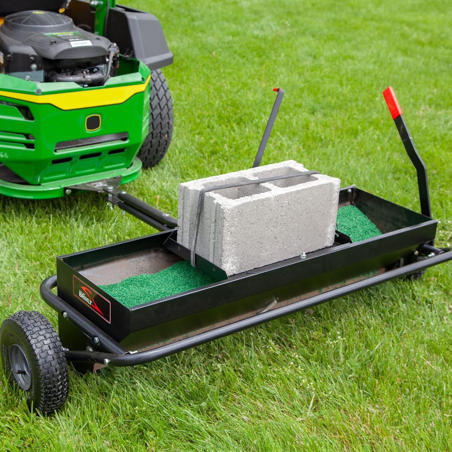 Brinly AS2-40BH-P Lawn Aerator Spreader, 2-in-1 Steel Design, 100 lb Capacity, Efficient Lawn Care