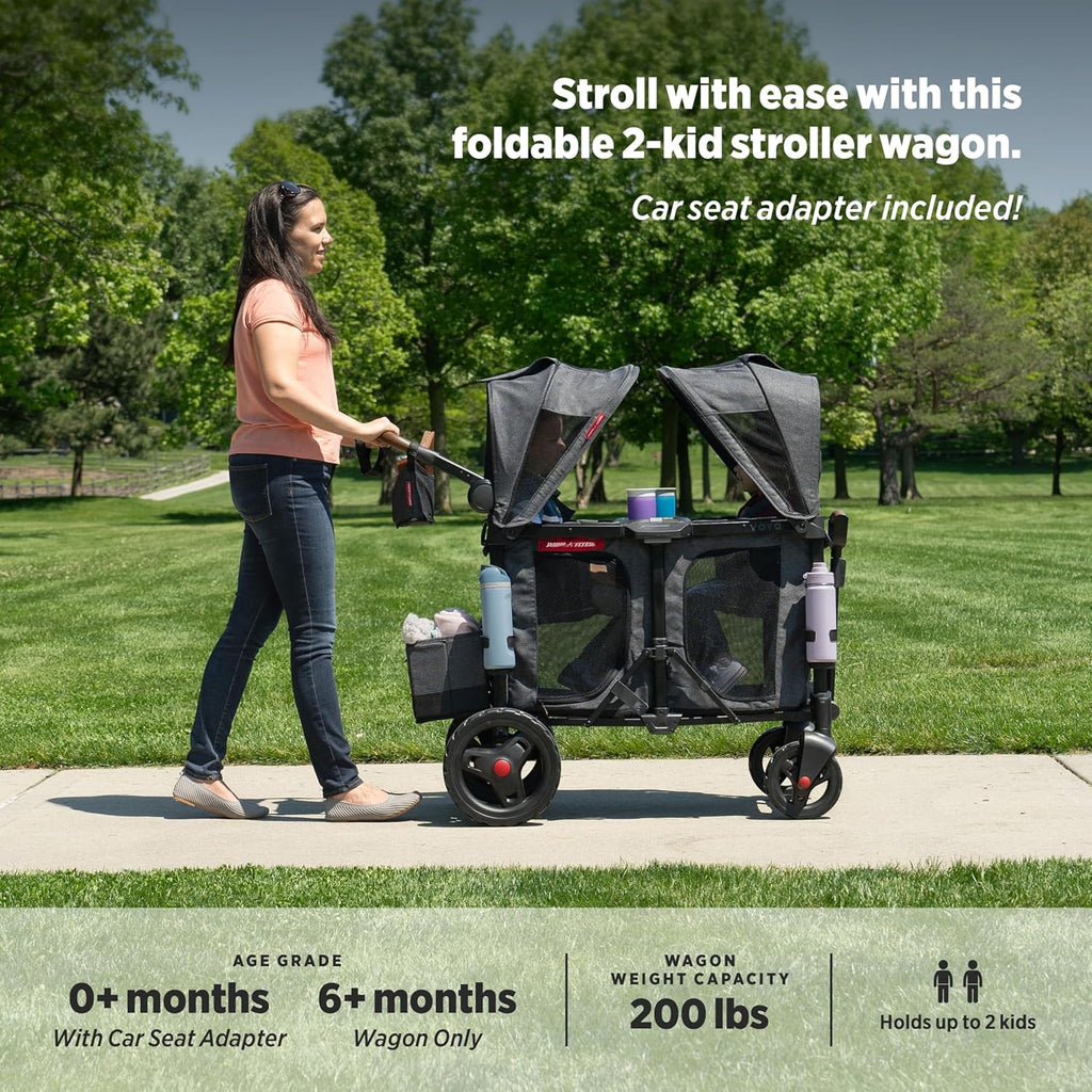 Stroller Wagon, 4 Seater Wagon Stroller for Kids with Low Sides, Baby Stroller Wagon, Quad Stroller
