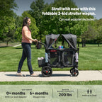 Stroller Wagon, 4 Seater Wagon Stroller for Kids with Low Sides, Baby Stroller Wagon, Quad Stroller