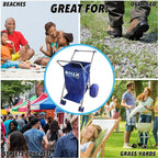 RollX Foldable Beach Cart with 12′′ Balloon Wheels, Mesh Storage & Umbrella Holder – Blue