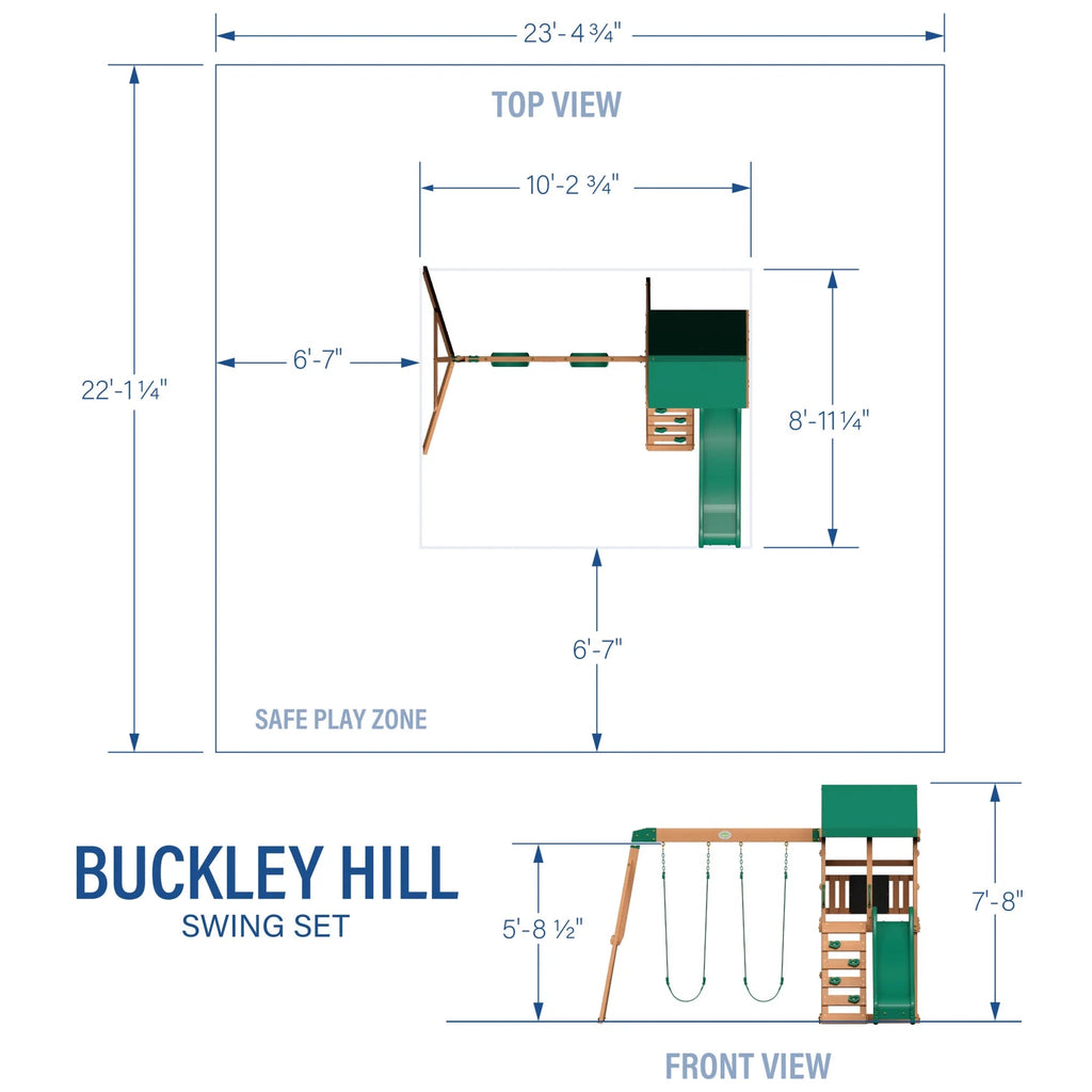 Backyard Discovery Buckley Hill Cedar Wood Swing Set with Two Belt Swings & Shaded Deck