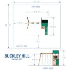 Backyard Discovery Buckley Hill Cedar Wood Swing Set with Two Belt Swings & Shaded Deck