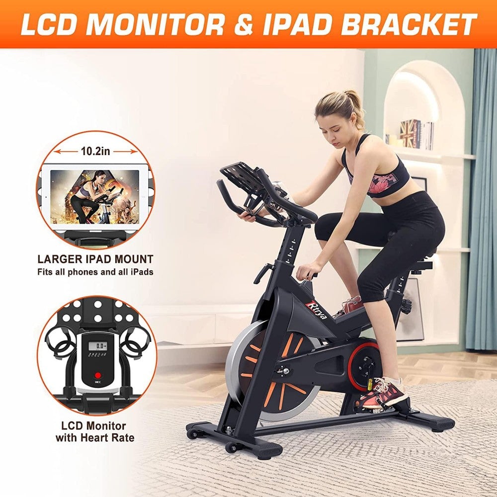 Exercise Bike, Stationary Indoor Cycling Bike, Cycle Bike for Home Cardio Gym, Belt Drive Workout Bike with 35 LBS Flywheel, Thickened Frame Upgraded Version