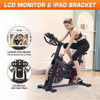 Exercise Bike, Stationary Indoor Cycling Bike, Cycle Bike for Home Cardio Gym, Belt Drive Workout Bike with 35 LBS Flywheel, Thickened Frame Upgraded Version