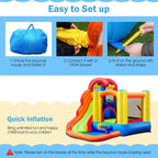6-in-1 Kids Water Slide Bouncy Castle Inflatable Water Bounce House with Trampoline, 740W Air Blower