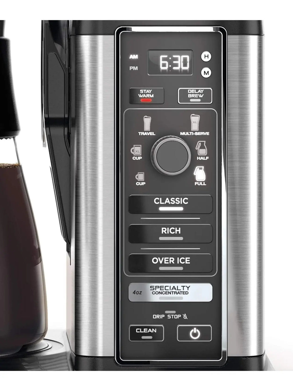 Ninja CM401 Specialty 10-Cup Coffee Maker with 4 Brew Styles for Ground Coffee, Built-in Water Reservoir, Fold-Away Frother & Glass Carafe, Black