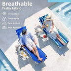 3-in-1 Outdoor Sun Tanning Lounge Chair with Face Hole �� 5-Position Recliner, Folding Side Table & Removable Pillow, 330lbs Capacity, Blue