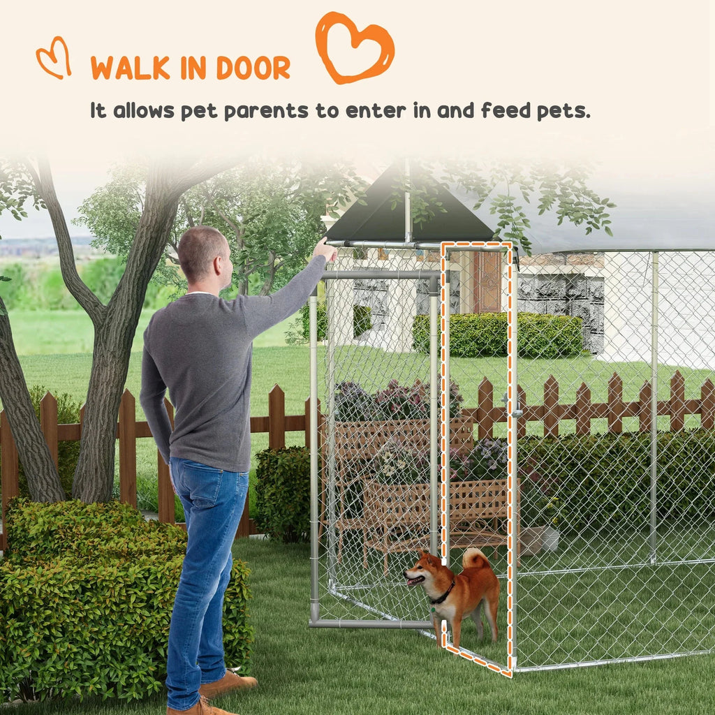 PawHut 19.7' x 7.5' x 7.5' Outdoor Dog Kennel W/ Waterproof Roof