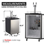 Beer Kegerator, Dual Tap Draft Beer Dispenser, Full Size Stainless Steel Keg Refrigerator With Drip Tray, CO2 Cylinder, 32°F- 50°F Temperature Control, 170L