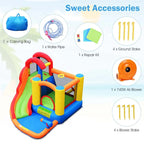 6-in-1 Kids Water Slide Bouncy Castle Inflatable Water Bounce House with Trampoline, 740W Air Blower