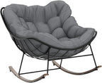 Grand patio Rocking Chair Outdoor, E-Coated Papasan Rocking Chair with Cushion