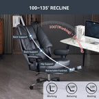 Large Tall Office Chair 400 lbs Wide Seat, Leather High Back Executive Office Chair with Footrest, Ergonomic Office Chair Lumbar Support to Relieve Lower Back Pain (Beige)