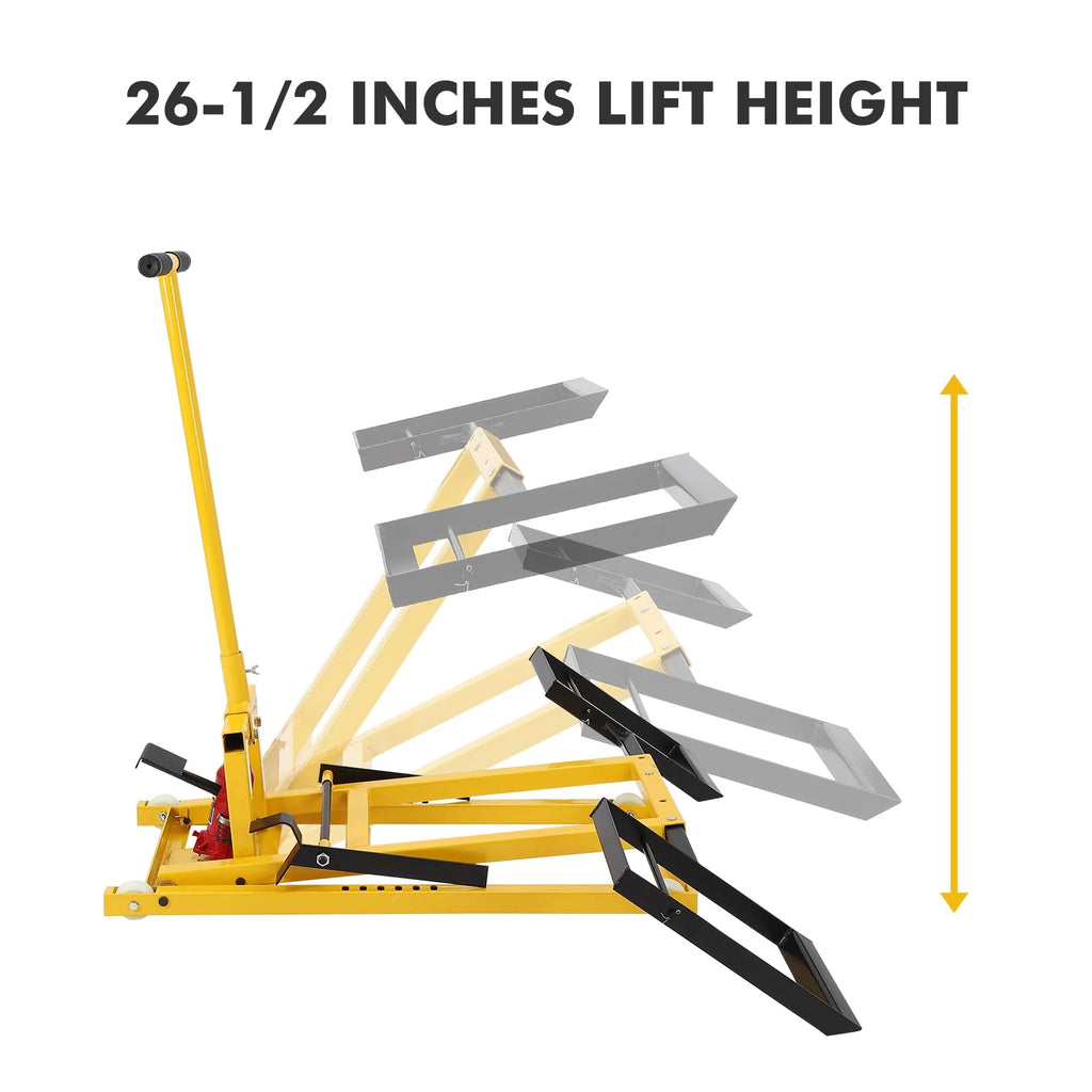 Garvee Lawn Mower Lift with Hydraulic Jack, 26 Inches Lawn Mower Lift, Welded Solid Steel Construction, Weight Capacity 500 LBS, for Riding Lawn Mowers Tractors, ATVs Maintenance