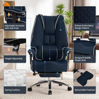 Large Tall Office Chair 400 lbs Wide Seat, Leather High Back Executive Office Chair with Footrest, Ergonomic Office Chair Lumbar Support to Relieve Lower Back Pain (Beige)