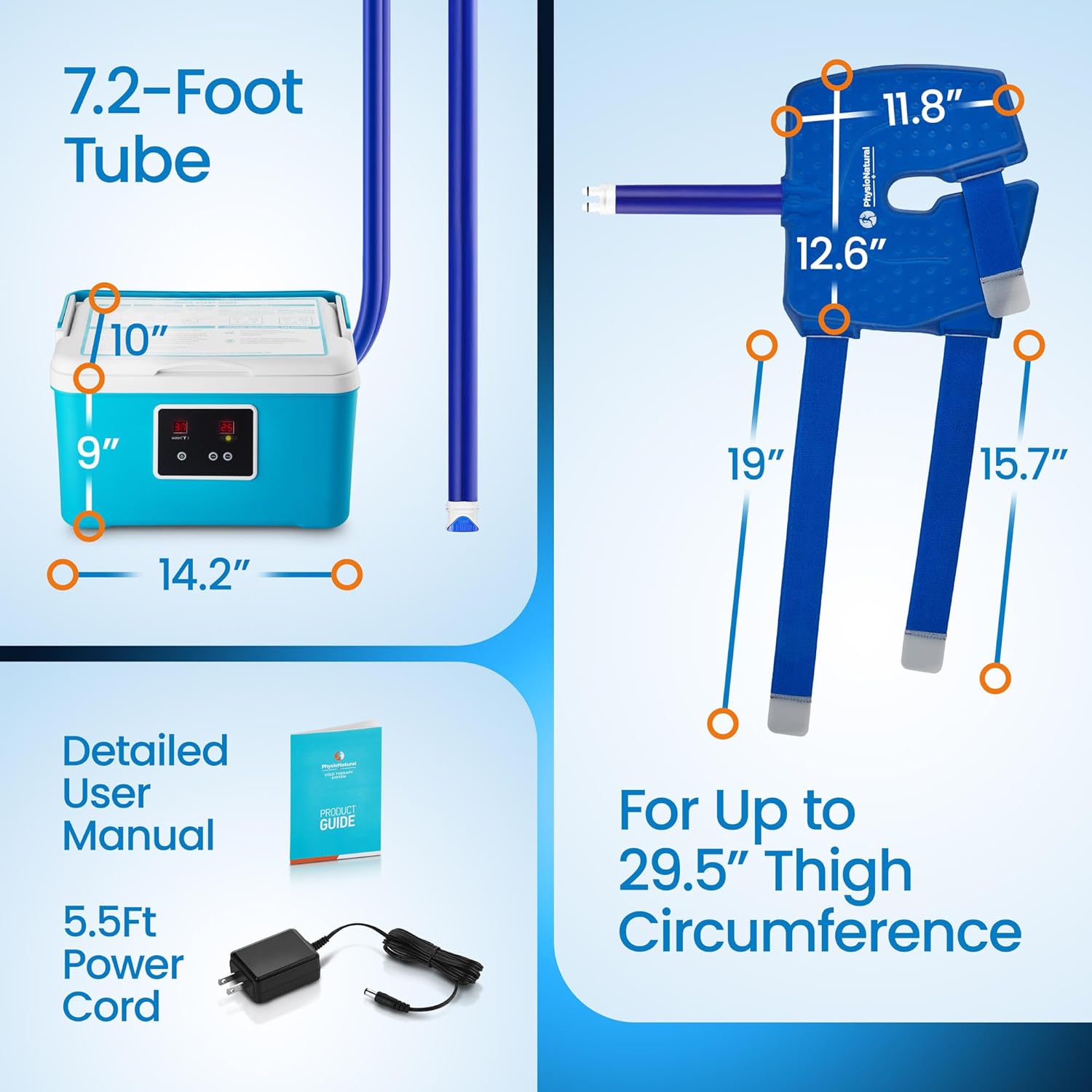 PhysioNatural Cold Therapy Machine - Wearable, Adjustable Knee Pad — Cooler Pump with Digital Timer