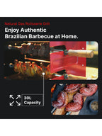 Brazilian Flame Churrasco® Gas Rotisserie Oven Grill Roaster with Auto Rotating Skewers for Rotisserie Chicken, Brazilian Style BBQ and Churrasco, Shawarma Machine, Propane Grill - 2024 Series