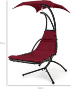 Best Choice Products Outdoor Hanging Curved Steel Chaise Lounge Chair Swing w/Built-in Pillow and Removable Canopy - Charcoal Gray