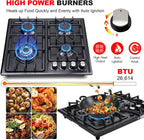 FORIMO Gas Cooktop 22Inch, Built in Gas Cooktop 4 Burners Stainless Steel Stove