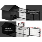 Weatherproof Metal Rabbit Hutch w/ Run & Secure Locks i.Pet