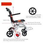 Ultra-Light Portable Folding Wheelchair, Travel-Friendly with Handbrake, 220 lbs Capacity, Ideal for Elderly & Children, 34.2�32.6 Unfolded Dimensions