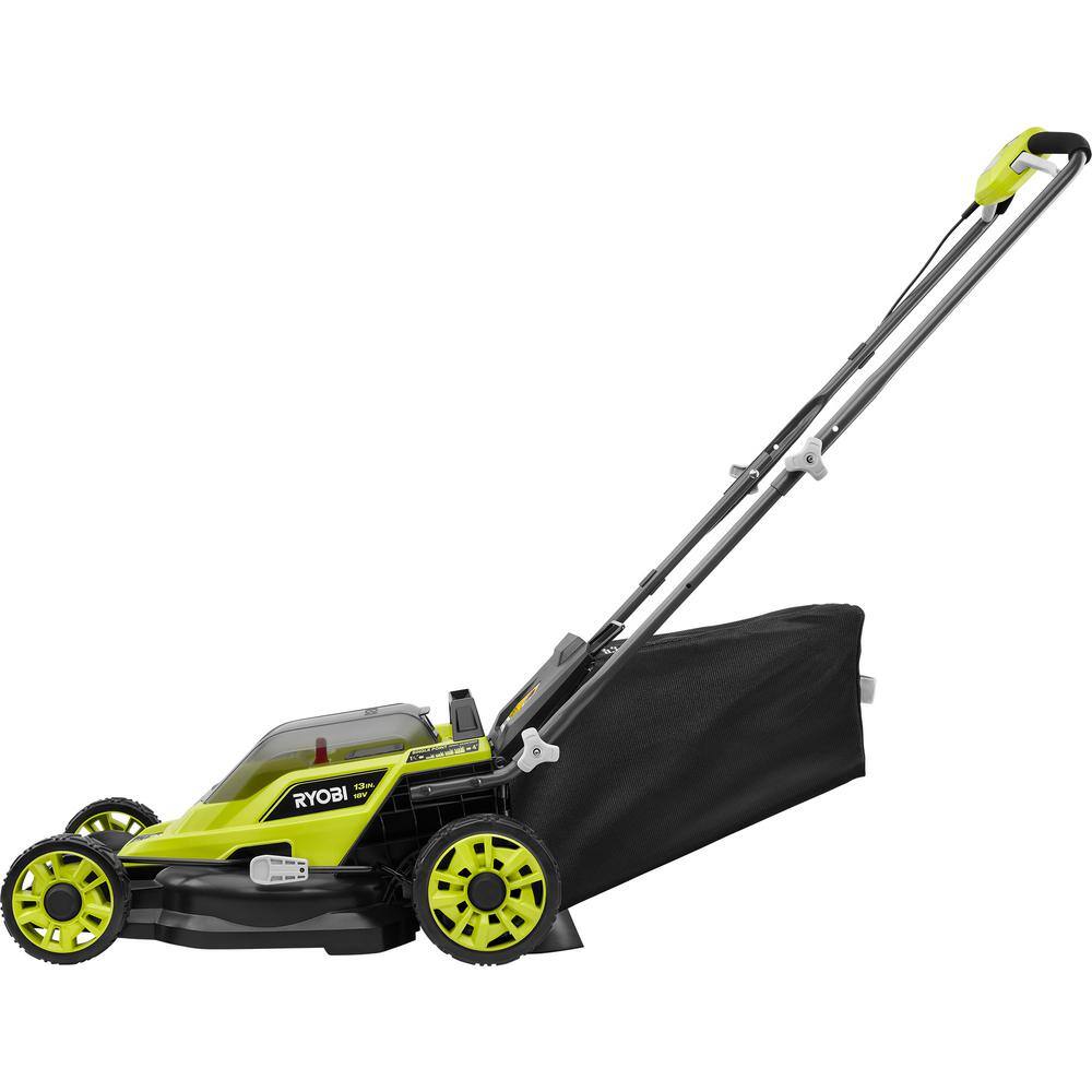RYOBI ONE+ 18V 13 in. Cordless Battery Walk Behind Push Lawn Mower wit