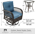 VONZOY 3 Pieces Patio Furniture Set with Rocking Chair, Thickened Cushions