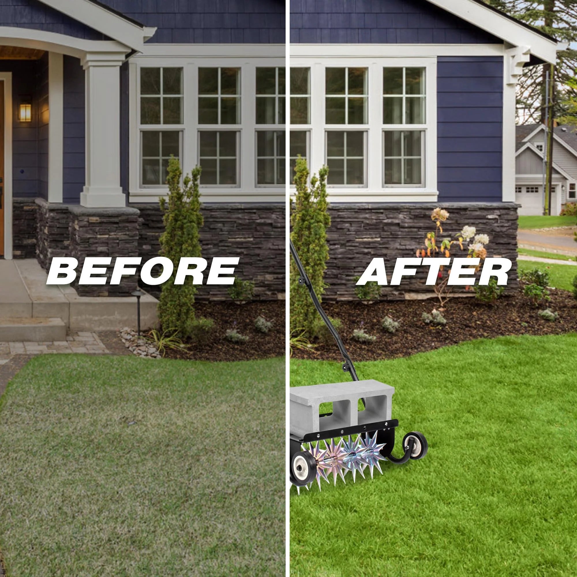 Suchtale 18 Inch Push Spike Aerator, Heavy Duty Rolling Lawn Aerator