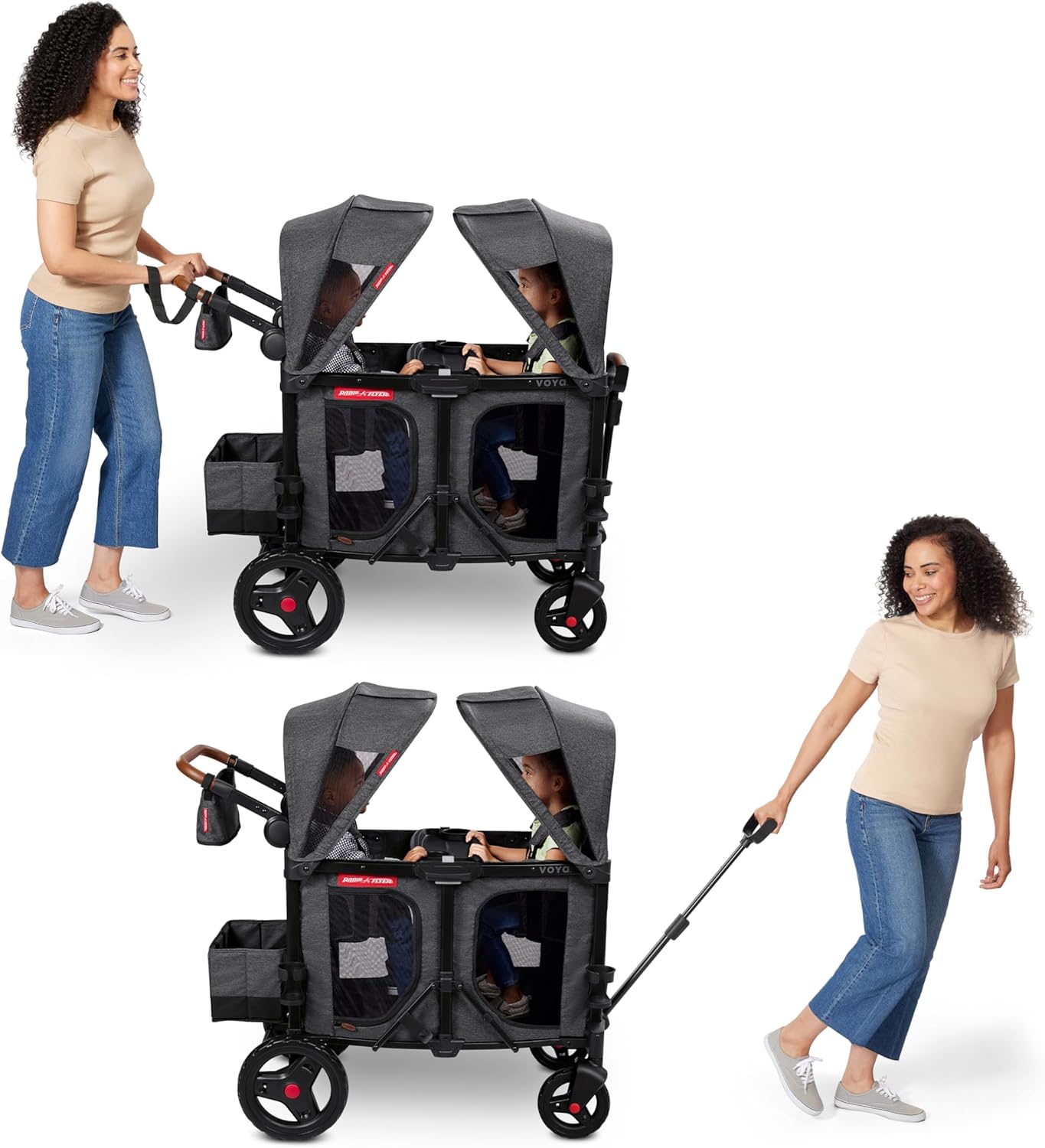 Stroller Wagon, 4 Seater Wagon Stroller for Kids with Low Sides, Baby Stroller Wagon, Quad Stroller