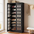 Tribesigns 71-Inch Tall Shoe Cabinet with Doors, 8-Tier Shoe Storage with Adjustable Shelves, Modern Shoe Organizer Shoe Rack Cabinet for Entryway Hallway Closet Living Room, White