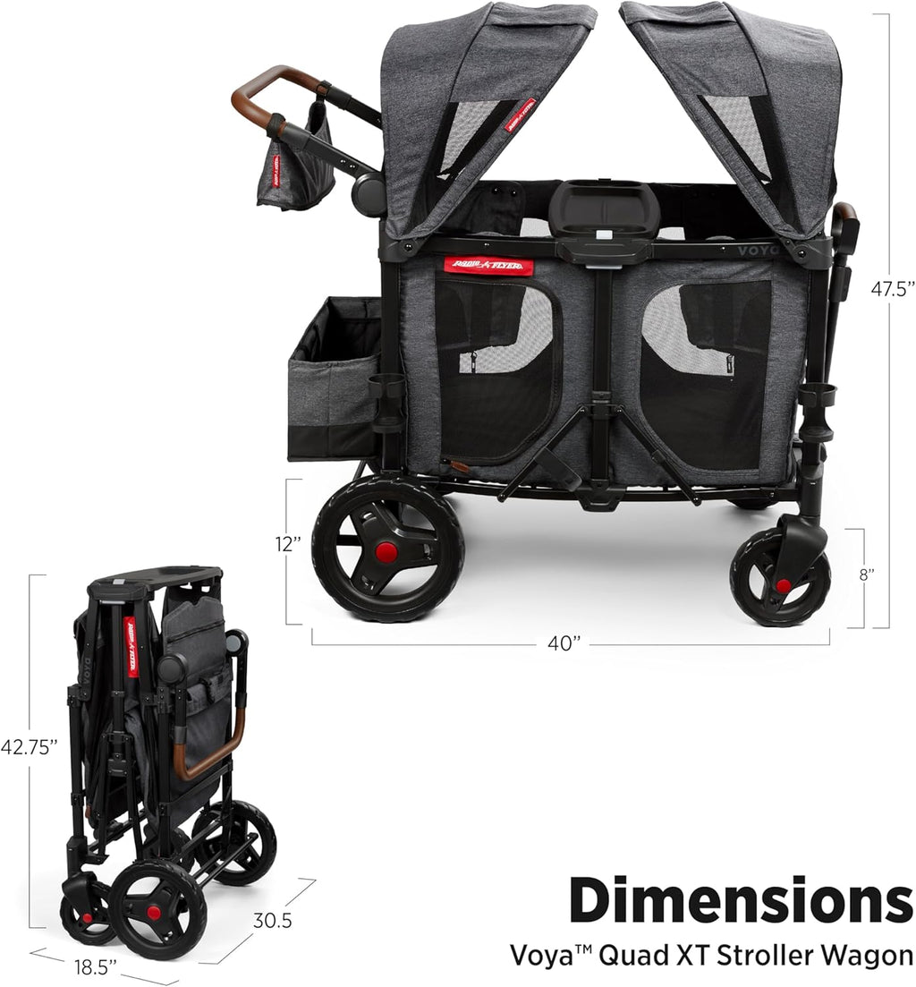Stroller Wagon, 4 Seater Wagon Stroller for Kids with Low Sides, Baby Stroller Wagon, Quad Stroller