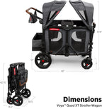 Stroller Wagon, 4 Seater Wagon Stroller for Kids with Low Sides, Baby Stroller Wagon, Quad Stroller