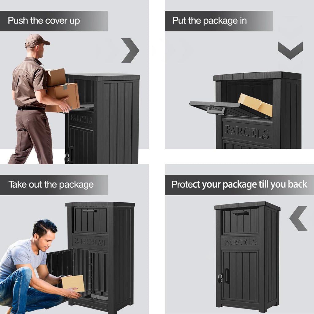 LHBGO Package Delivery Box for Outside, Storage Box with Lockable Secure