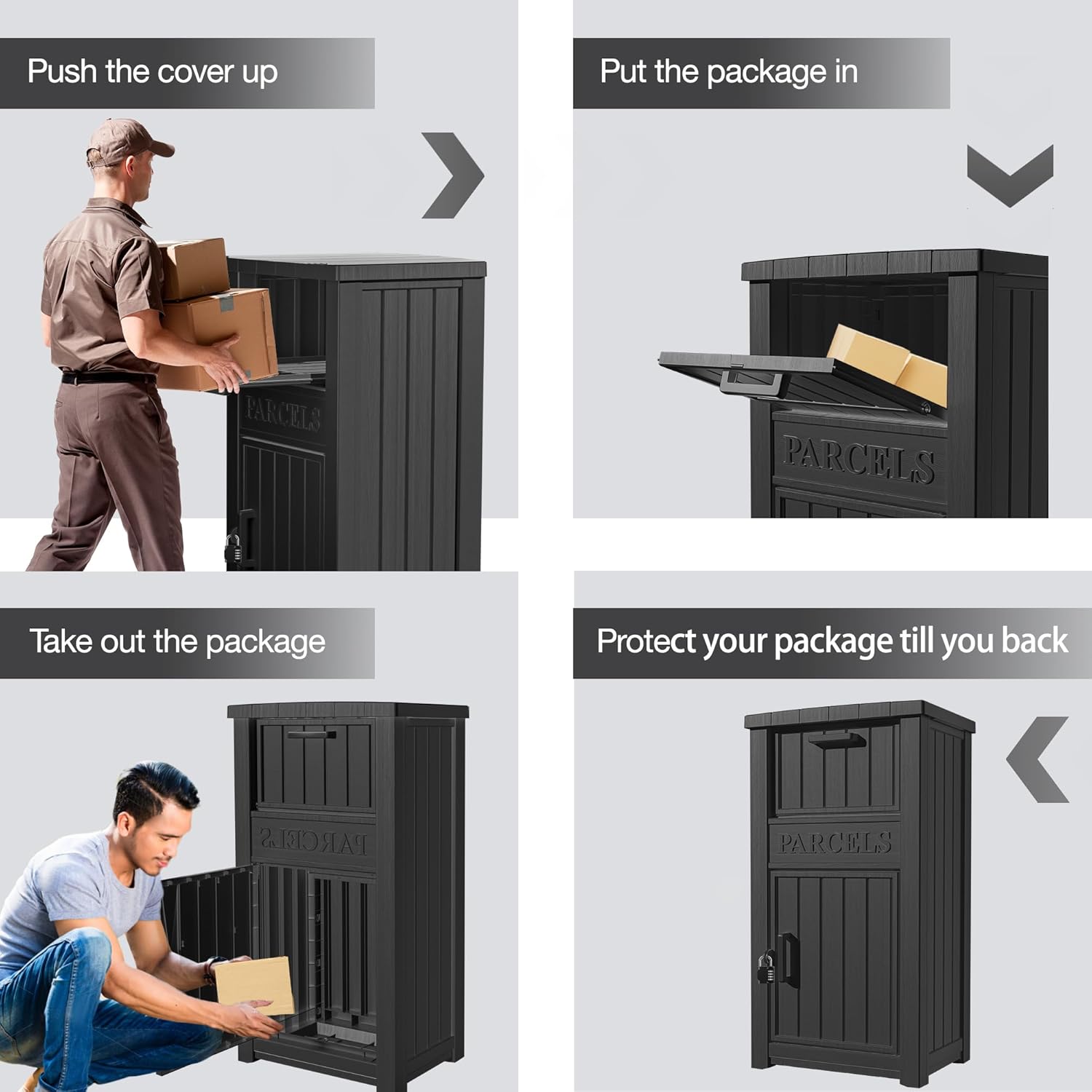 LHBGO Package Delivery Box for Outside, Storage Box with Lockable Secure