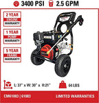 SIMPSON 3400 PSI Gas Pressure Washer with CRX Engine, 25-ft Hose, 4 Nozzles & Steel Wand