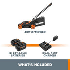 Worx 40V Cordless Lawn Mower 14′′ with Intellicut, Mulching, 2x20V 4.0Ah Batteries and Charger Included