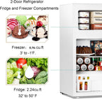Antarctic Star Compact Mini Refrigerator Separate Freezer, Small Fridge Double 2-Door Adjustable Removable Retro Stainless Steel Shelves Living room/Kitchen/Dorm/Office 3.2 cu ft.Green