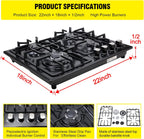 FORIMO Gas Cooktop 22Inch, Built in Gas Cooktop 4 Burners Stainless Steel Stove