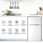Antarctic Star Compact Mini Refrigerator Separate Freezer, Small Fridge Double 2-Door Adjustable Removable Retro Stainless Steel Shelves Living room/Kitchen/Dorm/Office 3.2 cu ft.Green